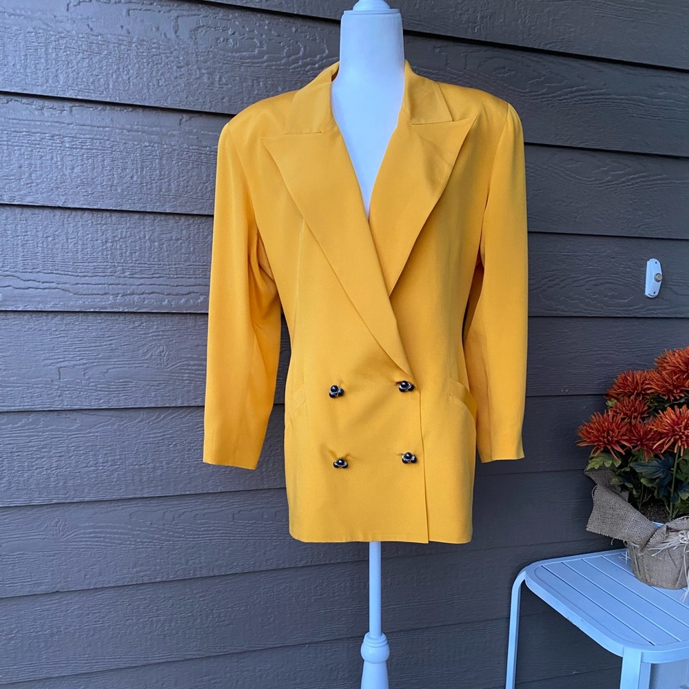 Carmelo Pomodora Silk wrap blazer double- breasted Sunflower Yellow